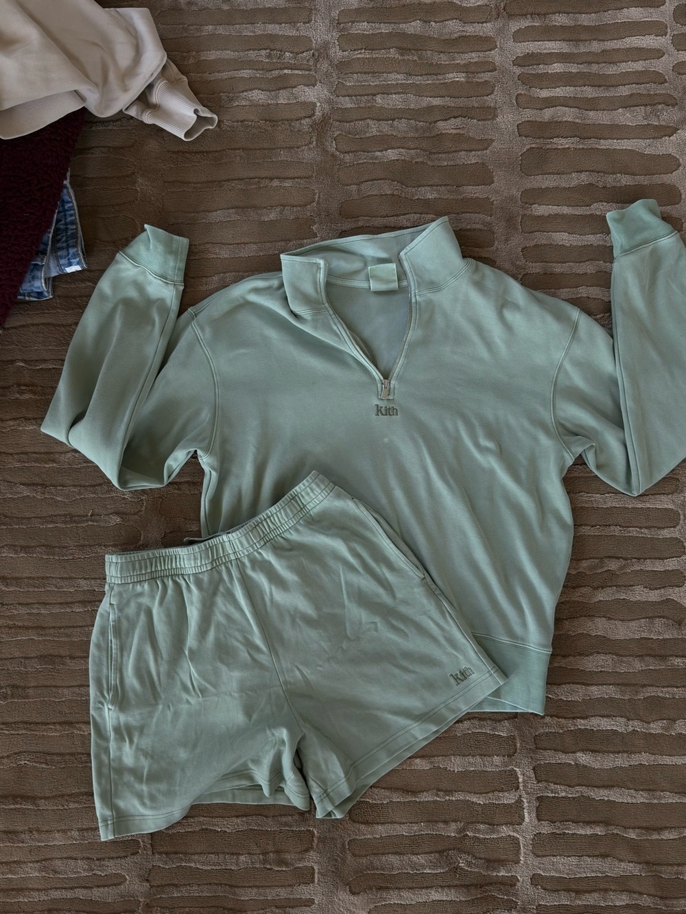 Kith Matching Set Sage Green Quarter Zip Set